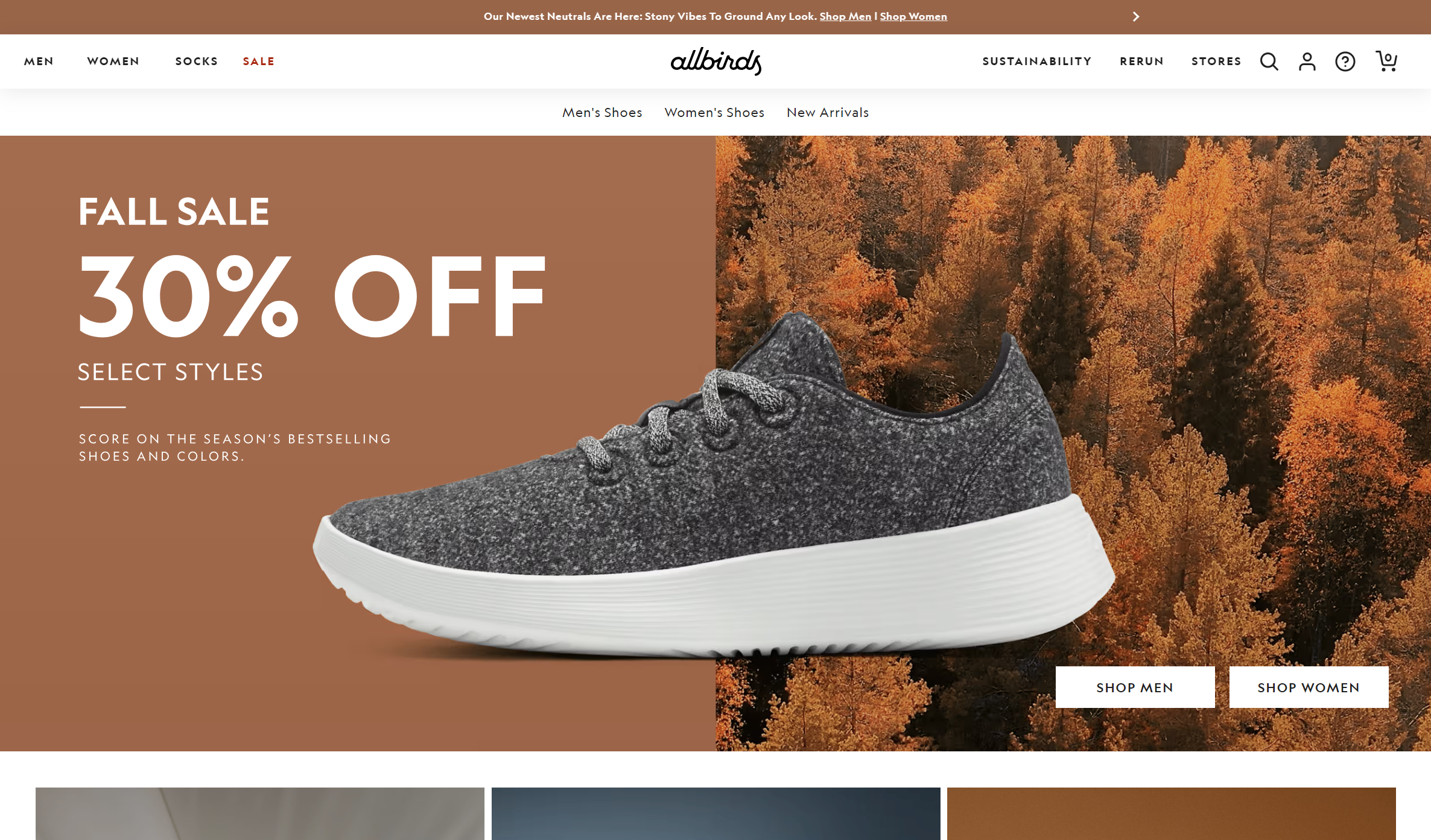 allbirds desktop homepage